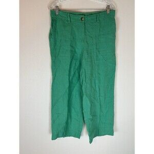J.Jill Small Love Linen Women’s Pants Trousers Coastal Preppy Beach Green Loose